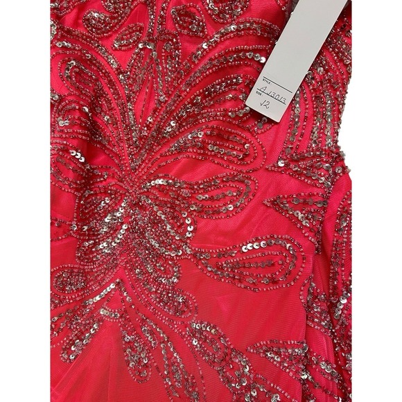 Scala #A13013  Polyester Bodice Hot Pink Beaded Sequin Dress Sz 12 (Strap‎ Flaw) - Picture 5 of 6